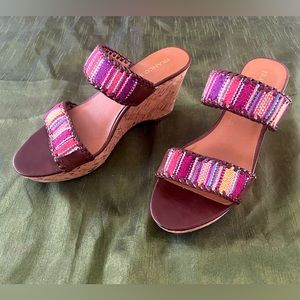 FRANCO SARTO MULTICOLORED WEDGE SANDALS Size 9.5